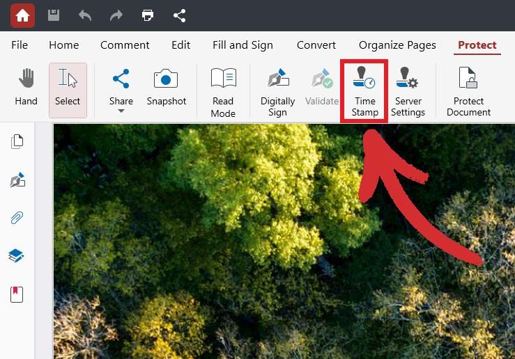 PDF Extra: accessing the timestamp tool